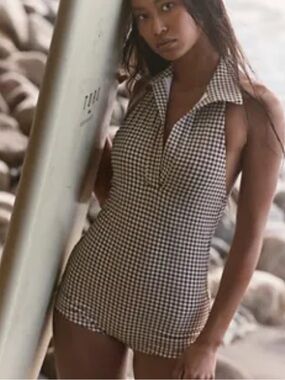 Rhythm Capri Check Polo One-Piece sz XL
